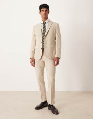 Asos Design Slim Suit Pants In Neutral