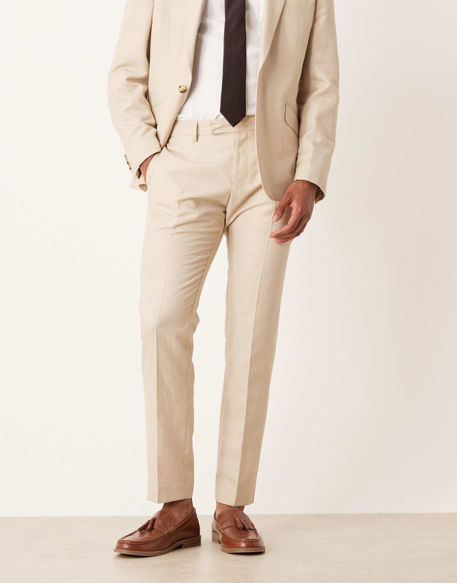 Дизайнерские узкие брюки ASOS для костюма с микротекстурой камня 