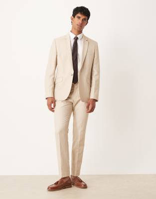 Asos Design Slim Suit Pants In Neutral