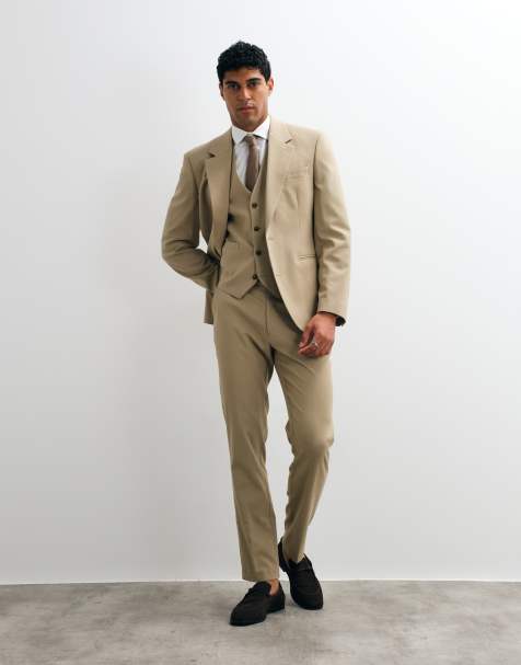 ASOS DESIGN slim suit trousers in stone