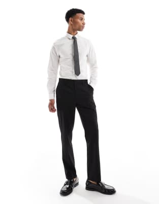 Asos Design Slim Suit Pants In Subtle Black Herringbone-brown