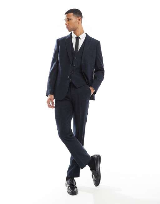 ASOS DESIGN slim suit pants in tonal navy plaid