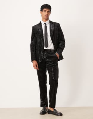 Asos Design Slim Suit Pants In Black