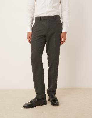 Asos Design Slim Suit Pants With Gray Micro Texture