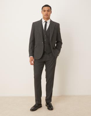 Asos Design Slim Suit Pants With Gray Micro Texture In Gray
