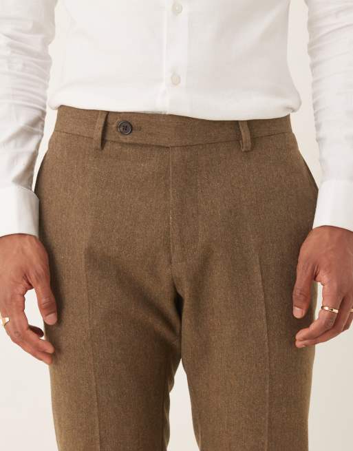 ASOS DESIGN slim suit pants with wool in brown, 4 of 5