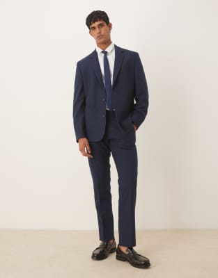 Asos Design Slim Suit Pants With Wool In Blue