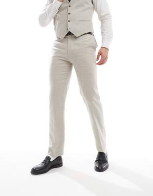 Asos Design Slim Suit Jacket With Wool In Neutral