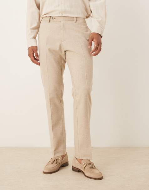 ASOS DESIGN slim suit pants with wool in stone - view 1