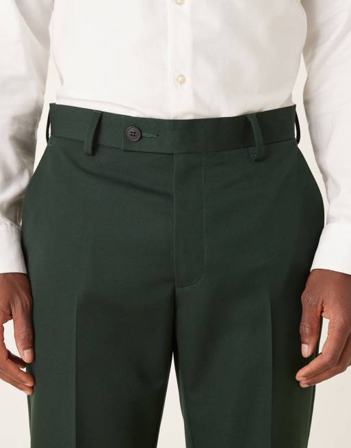 ASOS DESIGN slim suit pants with wrap detail in dark green, 5 of 5