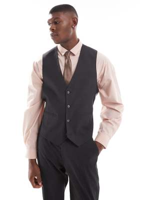 slim suit suit vest in charcoal-Gray