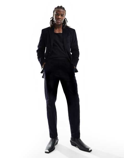 ASOS DESIGN slim suit trouser in black cord - view 1