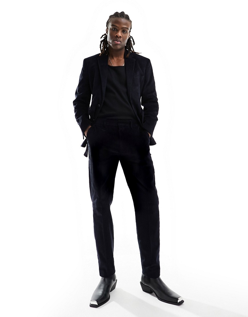 ASOS DESIGN slim suit trouser in black cord