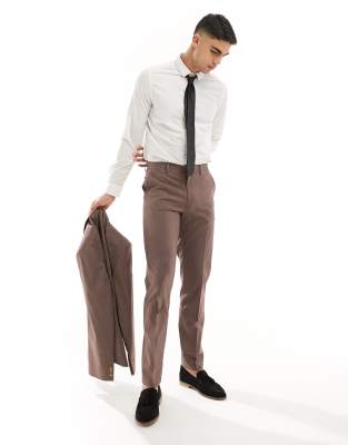 ASOS DESIGN ASOS DESIGN slim suit trouser in brown-Neutral