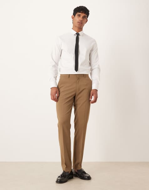 ASOS DESIGN slim suit trouser in brown - view 1