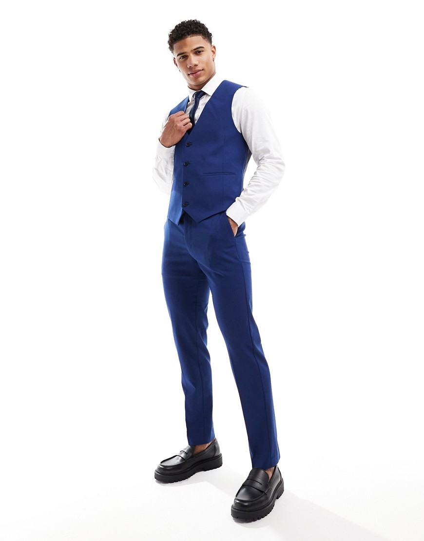 ASOS DESIGN slim suit trouser in dark blue