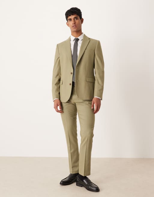 ASOS DESIGN slim suit trouser in light green flannel, 2 of 5