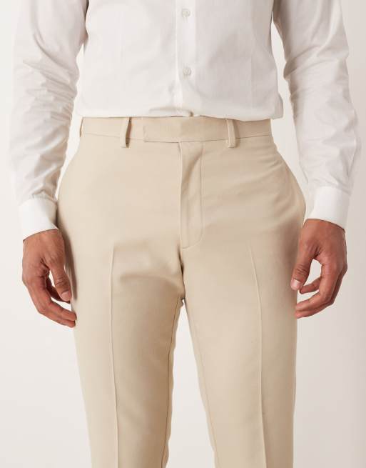 ASOS DESIGN slim suit trouser in stone flannel, 4 of 5