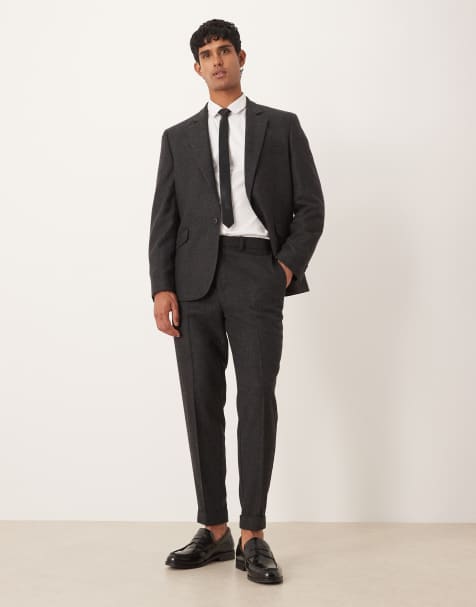 ASOS DESIGN slim suit trouser in wool belnd black check - view 1