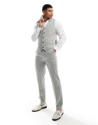 ASOS DESIGN ASOS DESIGN slim suit trouser in wool mix texture in light grey