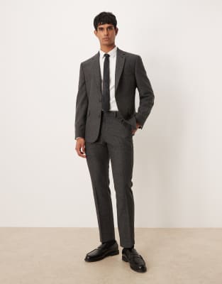 Asos Design Slim Suit Trouser With Wool In Gray