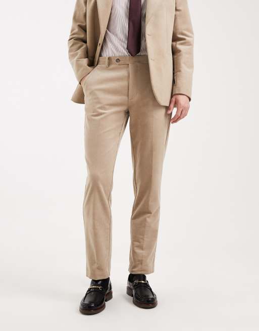 ASOS DESIGN slim suit trousers in beige corduroy, 2 of 5