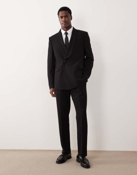 ASOS DESIGN slim suit trousers in black crepe - view 1