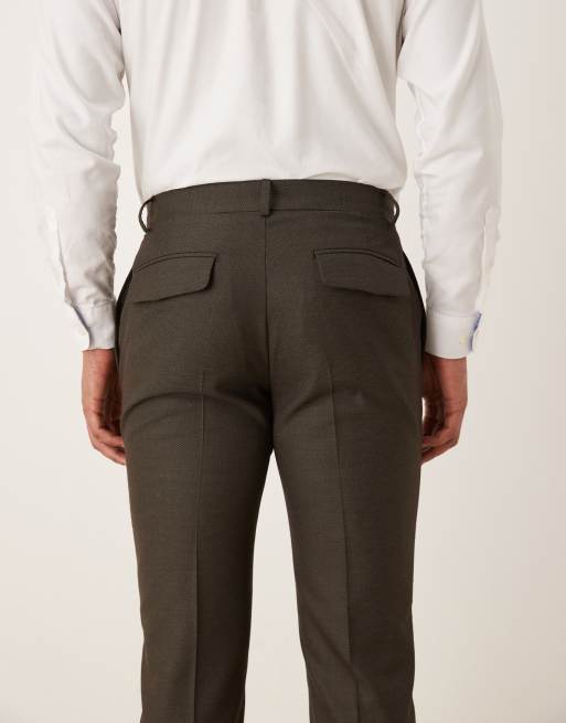 ASOS DESIGN slim suit trousers in brown microtexture, 5 of 5