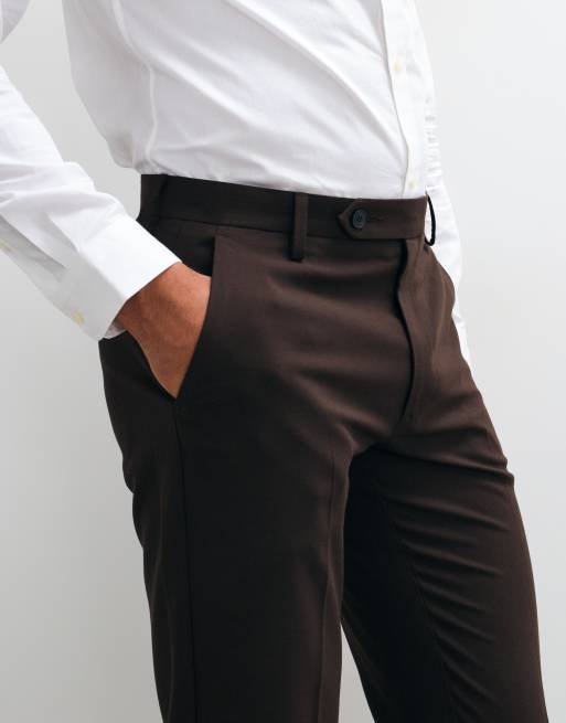 ASOS DESIGN slim suit trousers in brown, 4 of 5
