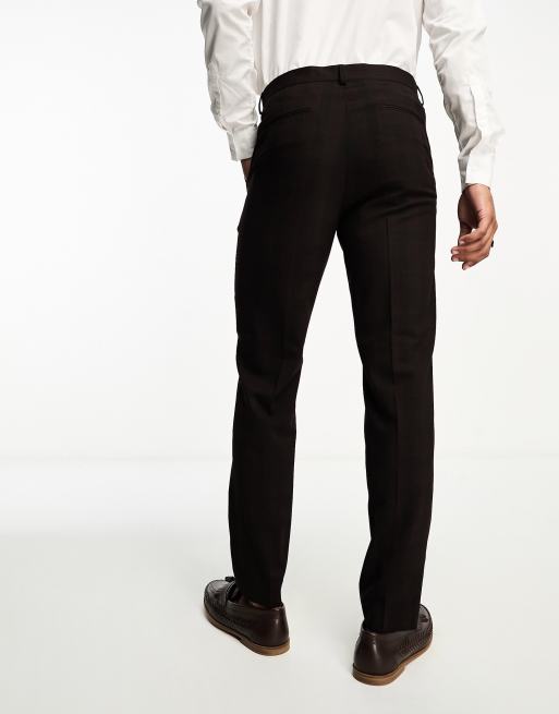 ASOS DESIGN slim suit trousers in burgundy check , 4 of 5