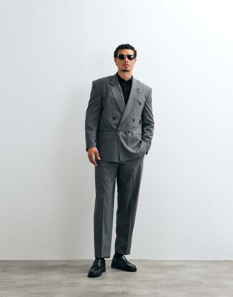 ASOS DESIGN slim suit trousers in charcoal microcheck - view 1