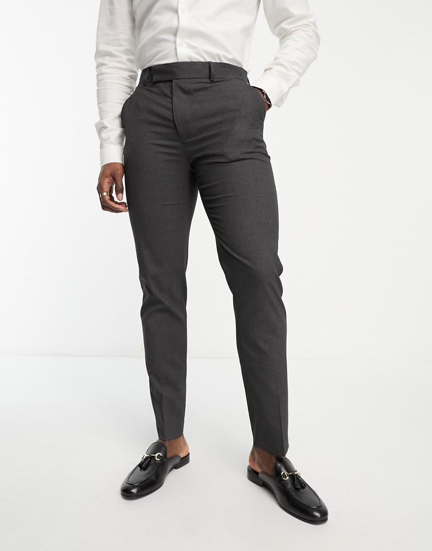 ASOS DESIGN slim suit trousers in charcoal-Grey