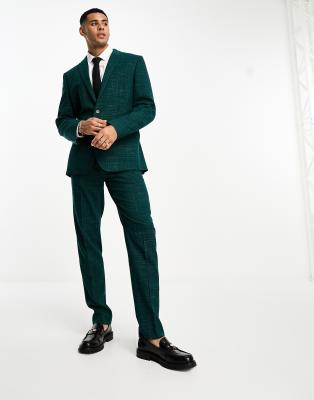 ASOS DESIGN slim suit trousers in crosshatch in green φωτογραφία