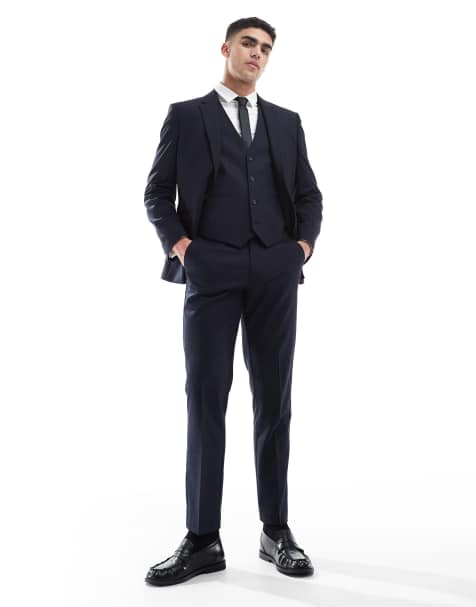 ASOS DESIGN slim suit trousers in dark navy