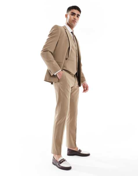 ASOS DESIGN slim suit trousers in dark stone - view 1