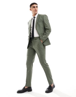 ASOS DESIGN ASOS DESIGN slim suit trousers in forest green oxford texture