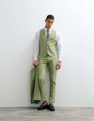 Asos Design Slim Suit Trousers In Green