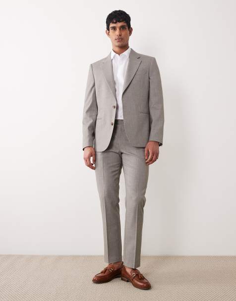 ASOS DESIGN slim suit trousers in grey melange - view 1