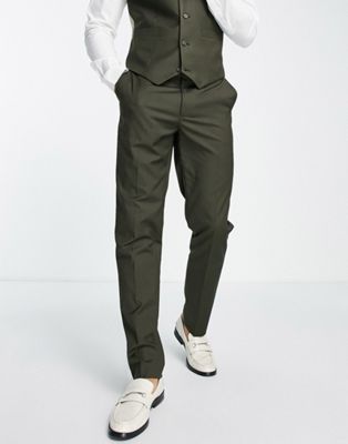 ASOS DESIGN slim suit trousers in khaki