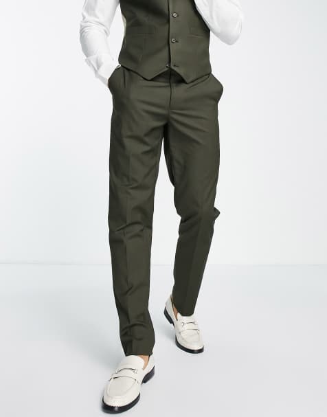 ASOS DESIGN slim suit trousers in khaki - view 1