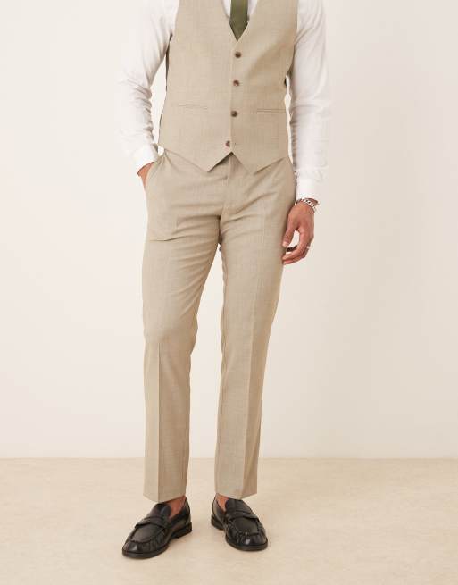 ASOS DESIGN slim suit trousers in light grey melange texture, 4 of 5