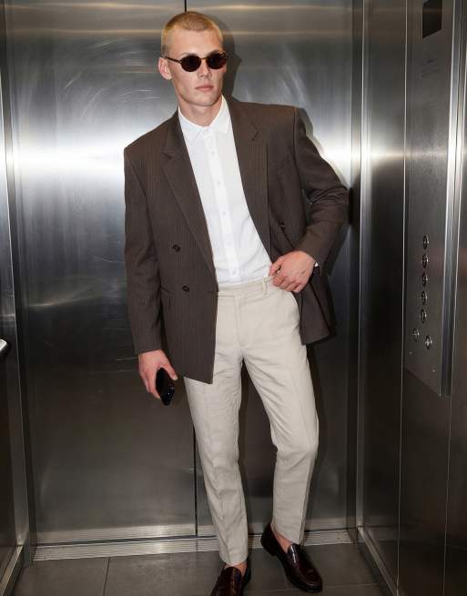 ASOS DESIGN slim suit trousers in linen rich stone twill, 11 of 12