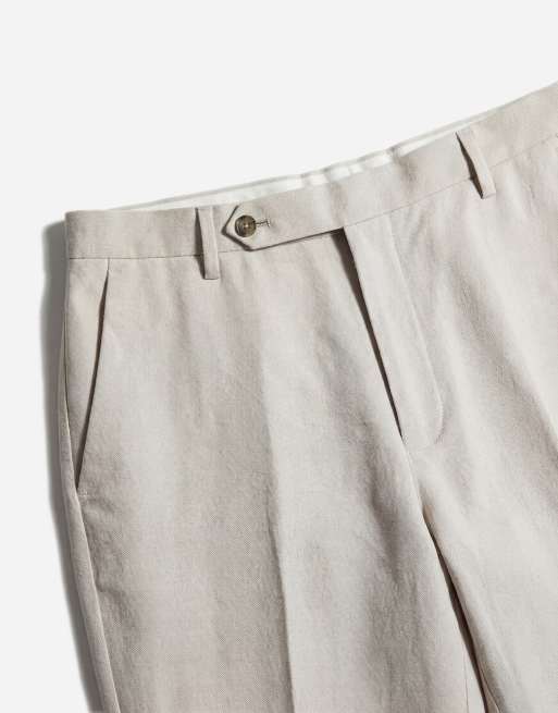ASOS DESIGN slim suit trousers in linen rich stone twill, 8 of 12