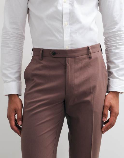 ASOS DESIGN slim suit trousers in mauve, 4 of 5