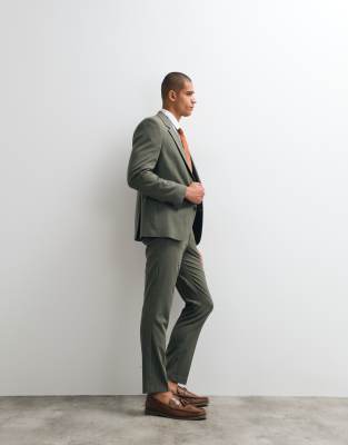 Asos Design Slim Suit Trousers In Green