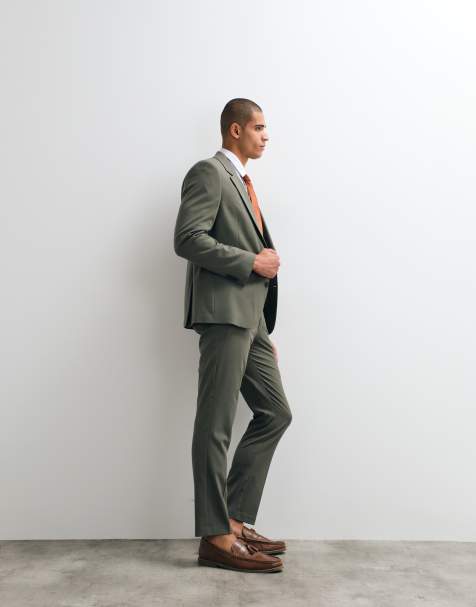ASOS DESIGN slim suit trousers in mid khaki - view 1
