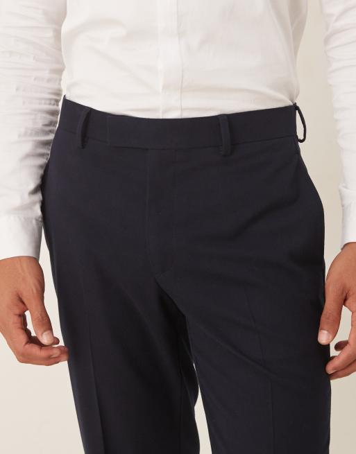 ASOS DESIGN slim suit trousers in navy flannel, 4 of 5