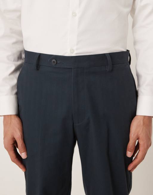 ASOS DESIGN slim suit trousers in navy herringbone, 4 of 5
