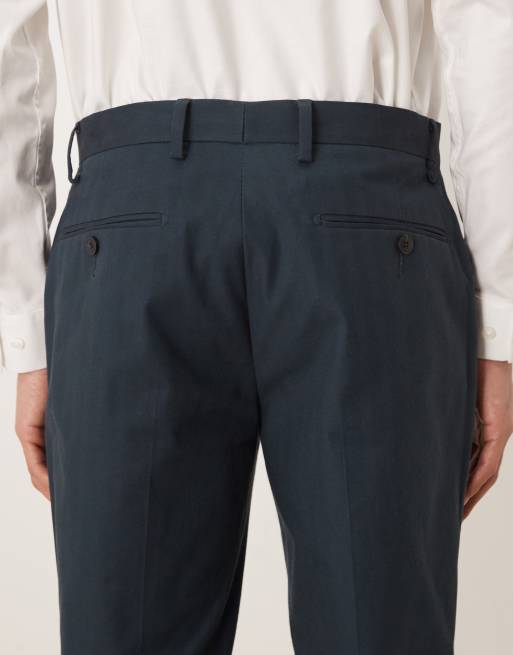 ASOS DESIGN slim suit trousers in navy herringbone, 5 of 5