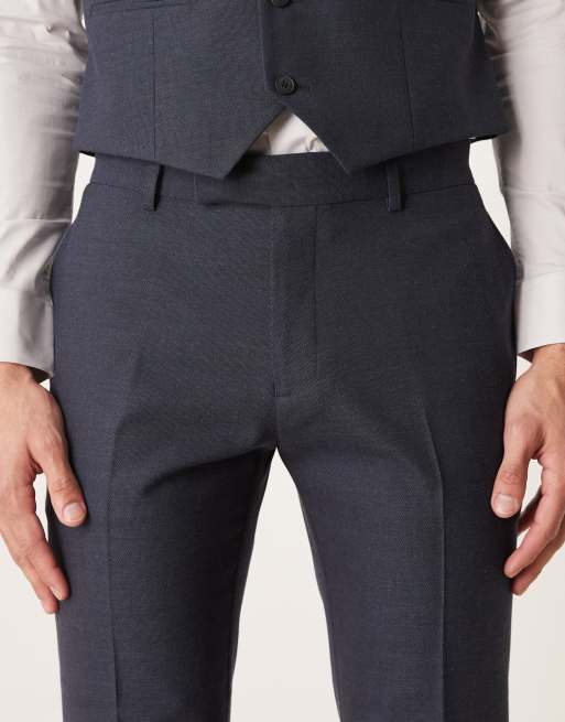 ASOS DESIGN slim suit trousers in navy micro texture, 5 of 5